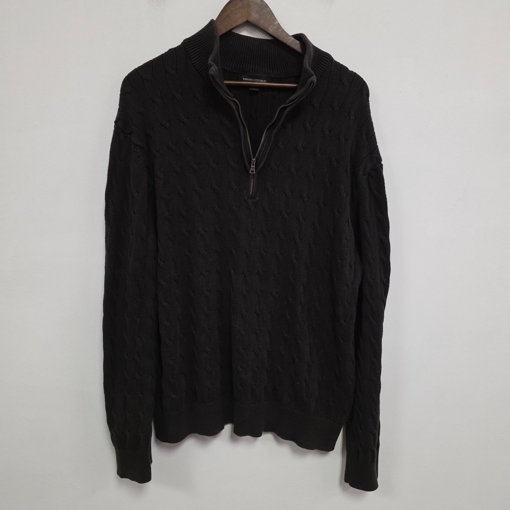 Banana Republic‎ Mens Preppy Old Money Cable Knit Sweater Size XXL Mock Neck